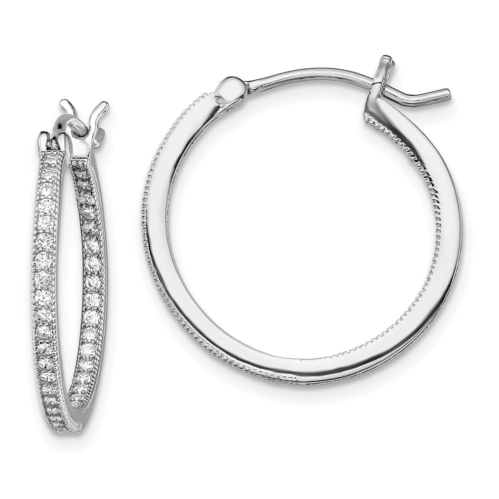 Sterling Silver Rhodium-plated Micro Pav‚ CZ In/Out Hoops, 25 x 25 mm