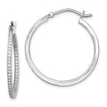 Sterling Silver Rhodium-plated CZ In/Out Hoops, 30 x 30 mm