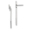 Sterling Silver Rhodium-plated Bar and CZ Post Earrings, 42 x 5 mm