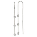Sterling Silver Polished 3 Bezel Set CZs Threader Earrings, 66.5 x 4 mm