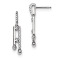 Pure Fire Sterling Silver Rhodium-plated CZ Post Dangle Earrings, 31.5 x 5 mm