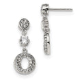 Sterling Silver Rhodium-plated CZ Circle Dangle Earrings, 25 x 10 mm