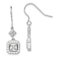 Sterling Silver Rhodium-plated Polished Square CZ Halo Dangle Earrings, 32 x 7.88 mm