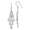 Sterling Silver RH-pltd Polished Fancy Pear CZ Chandelier Dangle Earrings, 25.5 x 6.87 mm