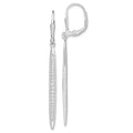 Sterling Silver Rhodium-plated Polished CZ Bar Leverback Dangle Earrings, 51 x 3.13 mm