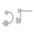 Sterling Silver Polished CZ Half-Circle Post Earrings, 14.4 x 9.72 mm