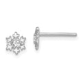 Sterling Silver Rhodium-plated CZ Snowflake Post Earrings, 6.32 x 5.75 mm