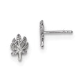 Sterling Silver Rhodium-plated Polished Leaf Post Earrings, 10.16 x 6.24 mm