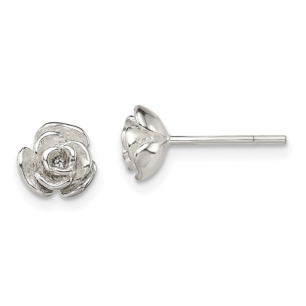 Sterling Silver Polished Rose Post Earrings, 6.26 x 6.26 mm