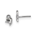 Sterling Silver Rhodium-plated Dolphin Diving Hoop Post Earrings, 9.23 x 5.68 mm