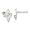 Sterling Silver Polished CZ Shark Post Earrings, 8.06 x 9.49 mm