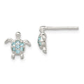 Sterling Silver CZ Turtle Post Earrings, 9.03 x 9.01 mm