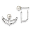 Sterling Silver Rhodium-plate Shell Pearl & CZ Detachable Earring, 19 x 19 mm