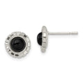 Sterling Silver Polished & Textured Black Onyx Post Earrings, 9 x 9 mm