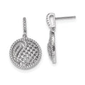 Pure Fire Sterling Silver Rhod-plated CZ Post Dangle Earrings, 27 x 16.5 mm