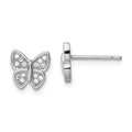 Sterling Silver Rhodium-plated CZ Butterfly Post Earrings, 8 x 8 mm