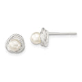 Sterling Silver Polished Synthetic Pearl Post Earrings, 7 x 7 mm