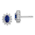 Sterling Silver Rhodium-plated CZ/Lab Cr. Blue Sapphire Earrings, 1.04 ct, 10 x 8 mm