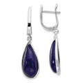 Sterling Silver Rhodium-plated Lapis Teardrop Hinged Earrings, 41 x 10 mm