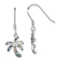 Sterling Silver Rhodium-plated Abalone Palm Tree Earrings, 34.9 x 13 mm