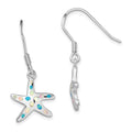 Sterling Silver Rhodium-plated Pink/Blue Created Opal Starfish Earrings, 35.3 x 15.2 mm