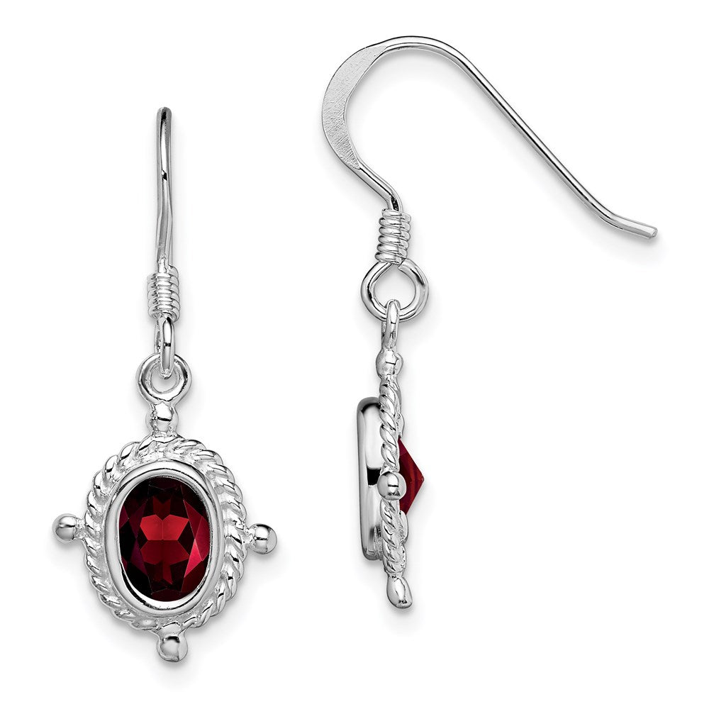 Sterling Silver Rhodium-plated Fancy Garnet Earrings, 1.84 ct, 17.1 x 12.5 mm