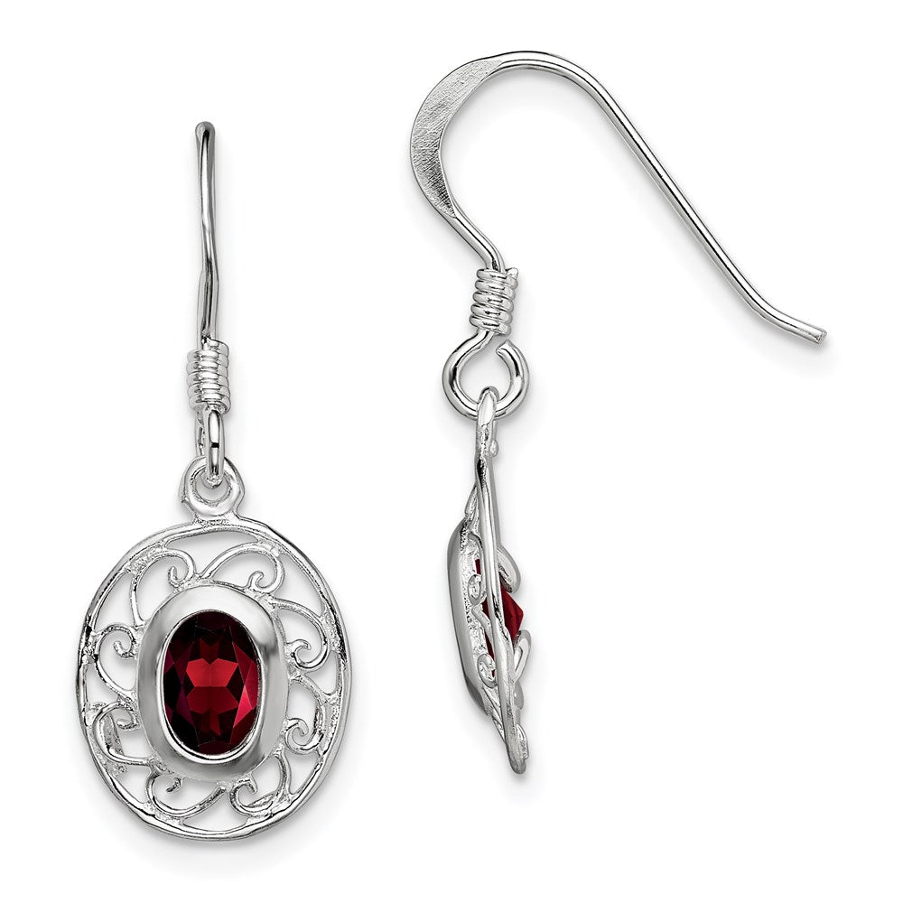 Sterling Silver Rhodium-plated Fancy Garnet Earrings, 1.14 ct, 15.25 x 11 mm