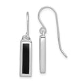 Sterling Silver Rhodium-plated Polished Onyx Bar Dangle Earrings, 30 x 6 mm