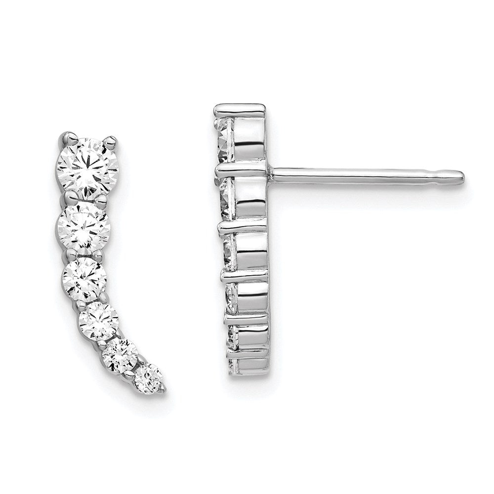 Sterling Shimmer Sterling Silver Rhodium-plated 12 Stone CZ Post Dangle Earrings, 15.3 x 3.5 mm
