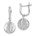 Sterling Shimmer Sterling Silver Rhodium-plated 300 Stone CZ Sphere Dangle Hinged Post Earrings, 25.7 x 10.7 mm