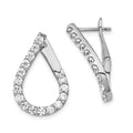 Sterling Shimmer Sterling Silver Rhodium-plated 32 Stone CZ Front and Back Teardrop Hinged Hoop Earrings, 22.5 x 14.5 mm