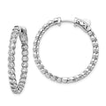 Sterling Shimmer Sterling Silver Rhodium-plated 50 Stone 1.7mm CZ In and Out Round Hinged Hoop Earrings, 30.6 x 30.6 mm