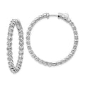 Sterling Shimmer Sterling Silver Rhodium-plated 52 Stone 2.3mm CZ In and Out Round Hinged Hoop Earrings, 35.9 x 35.9 mm
