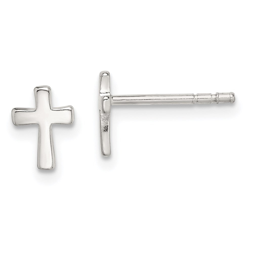Sterling Silver Polished Latin Cross Post Earrings, 8 x 6 mm
