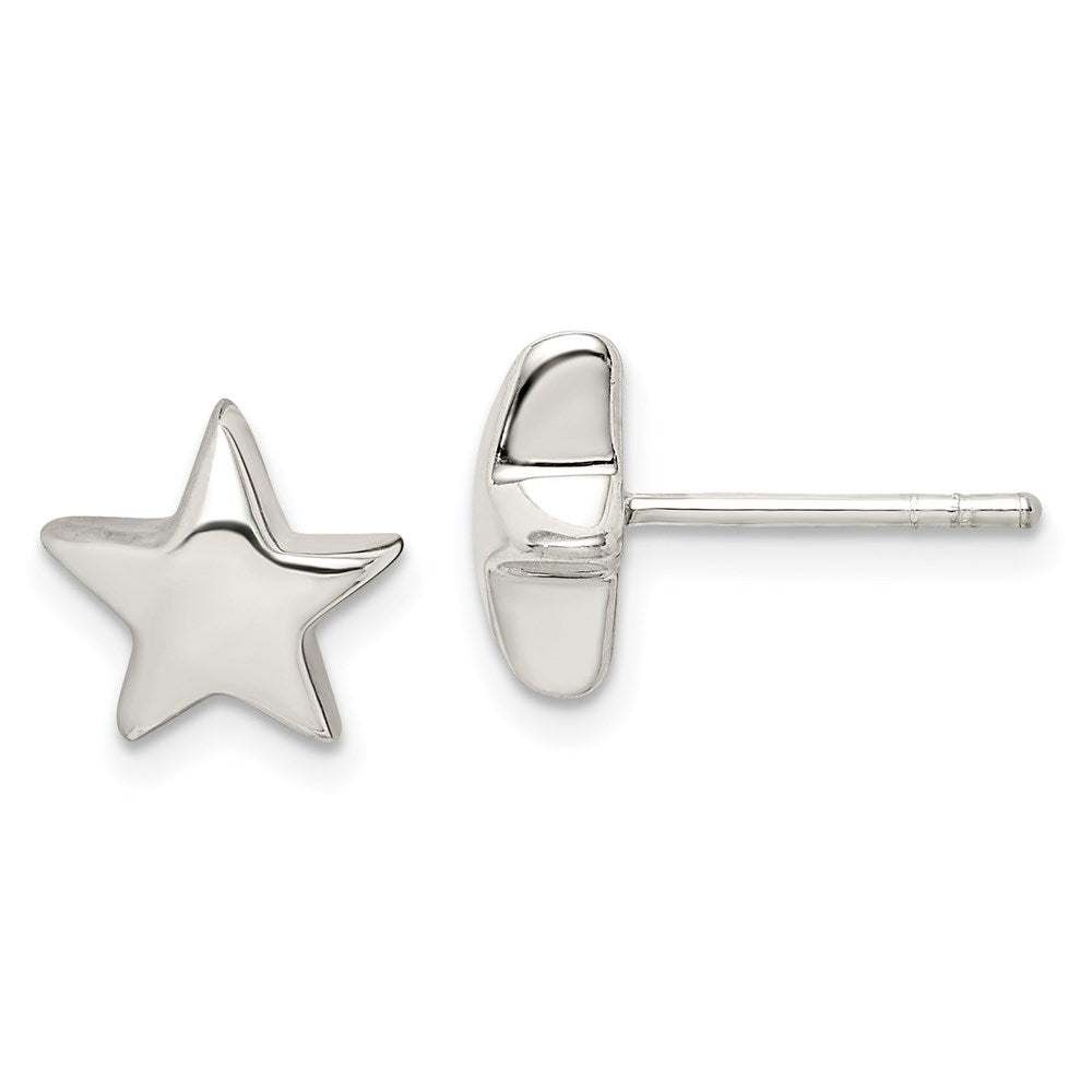 Sterling Silver Star Earrings, 12 x 11 mm