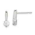 Sterling Silver Polished CZ Drop Post Earrings, 11 x 4 mm
