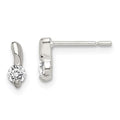 Sterling Silver Polished CZ Post Earrings, 8 x 3 mm