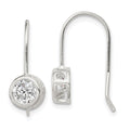 Sterling Silver Polished Round CZ Bezel Dangle Earrings, 22 x 7 mm