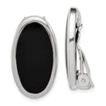 Sterling Silver Rhodium-plated Polished Onyx Non-Pierced Oval Earrings, 23 x 12 mm