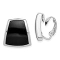 Sterling Silver Rhodium-plated Polished Onyx Non-Pierced Earrings, 18 x 16 mm