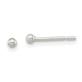 Sterling Silver Polished 2mm Ball Earrings, 2 x 2 mm