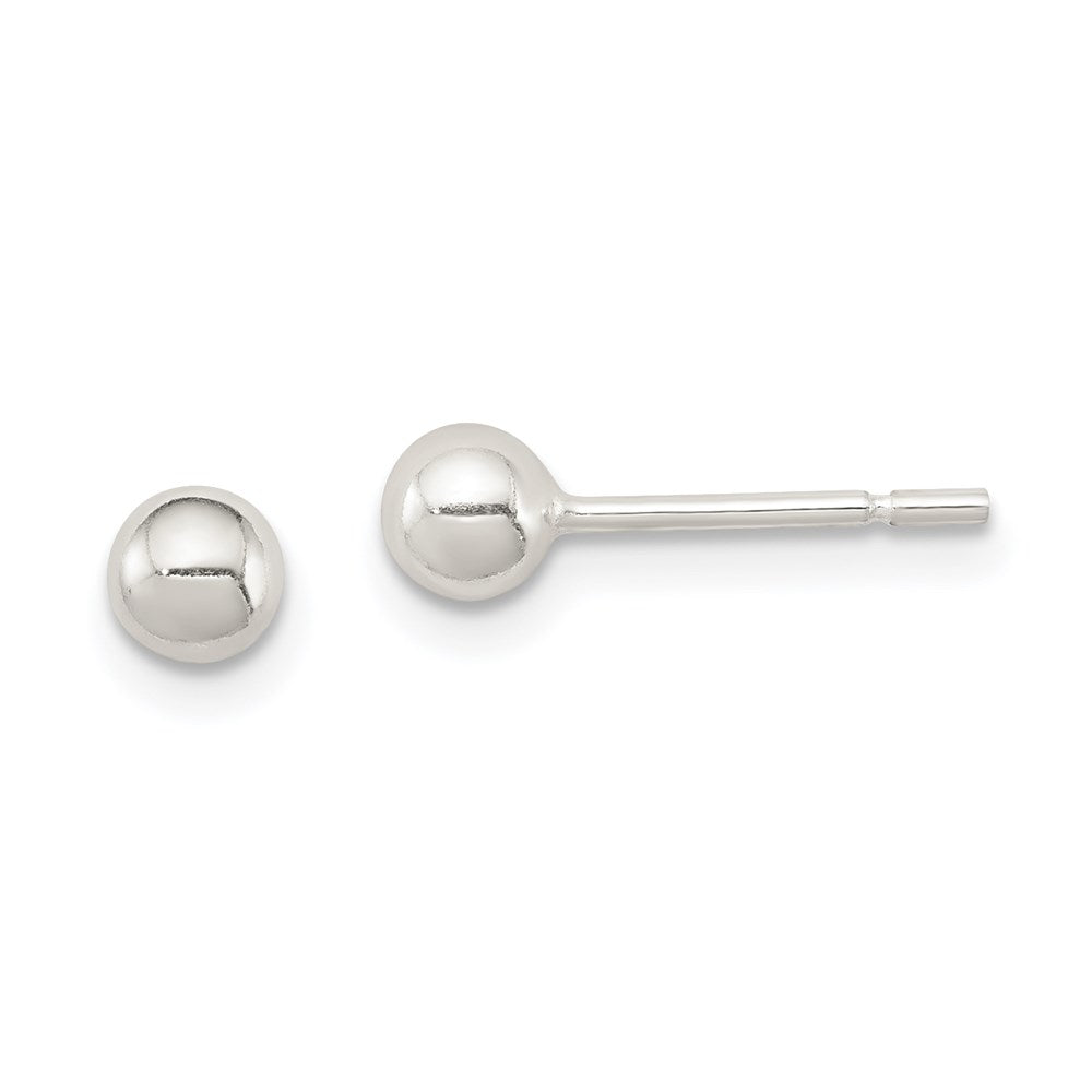 Sterling Silver 4mm Ball Earrings, 4 x 4 mm