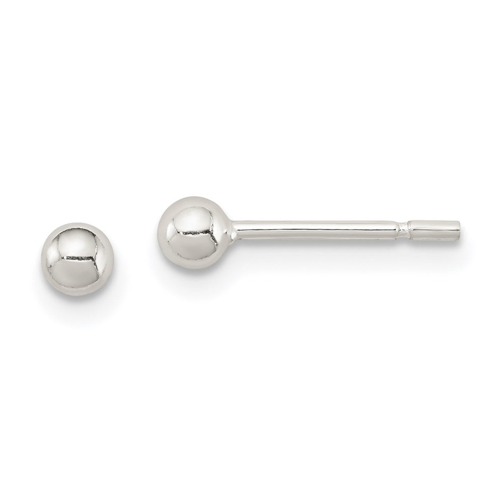 Sterling Silver Polished 3mm Ball Earrings, 3 x 3 mm