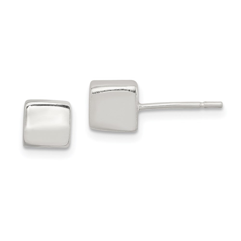Sterling Silver Polished 6mm Square Cube Earrings, 6 x 6 mm