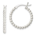 Sterling Silver Polished Beaded 2mm Hoop Earrings, 26 x 2 mm
