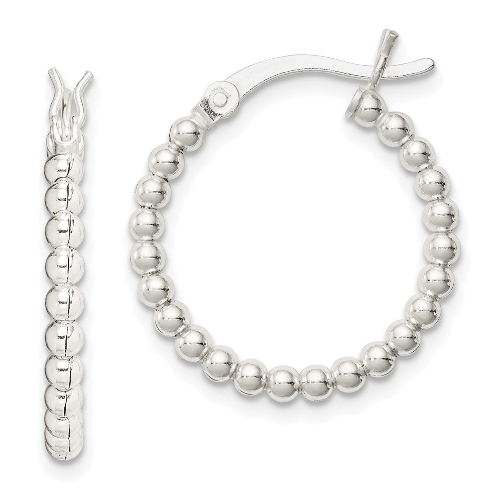 Sterling Silver Polished Beaded 2mm Hoop Earrings, 26 x 2 mm
