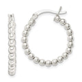 Sterling Silver Polished Beaded Hoop Earrings, 24 x 2.5 mm, 2.87 g