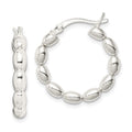 Sterling Silver Polished Beaded Hoop Earrings, 24 x 22 mm
