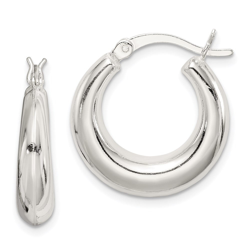 Sterling Silver Polished & Tapered Round Hoop Earrings, 20 x 20 mm