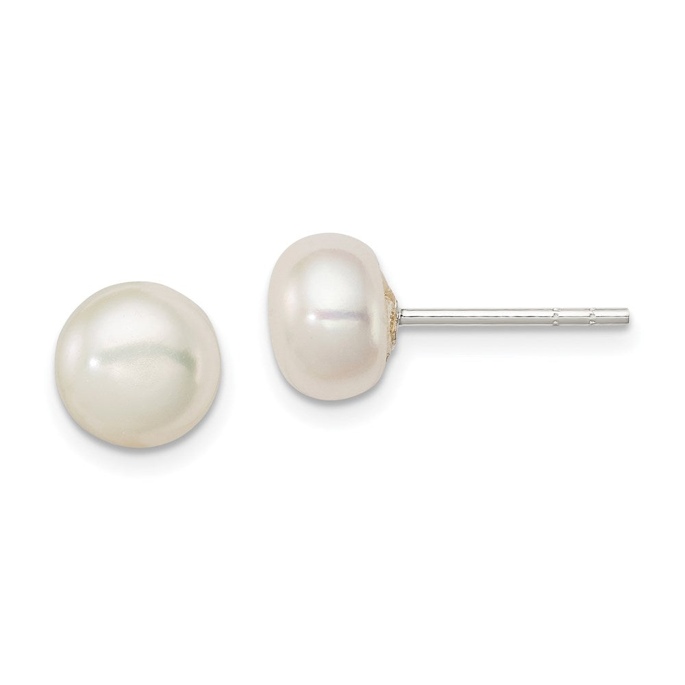 Sterling Silver White FW Cultured Pearl 7-8mm Button Earrings, 0.51 g - ID5S9QE20388L7